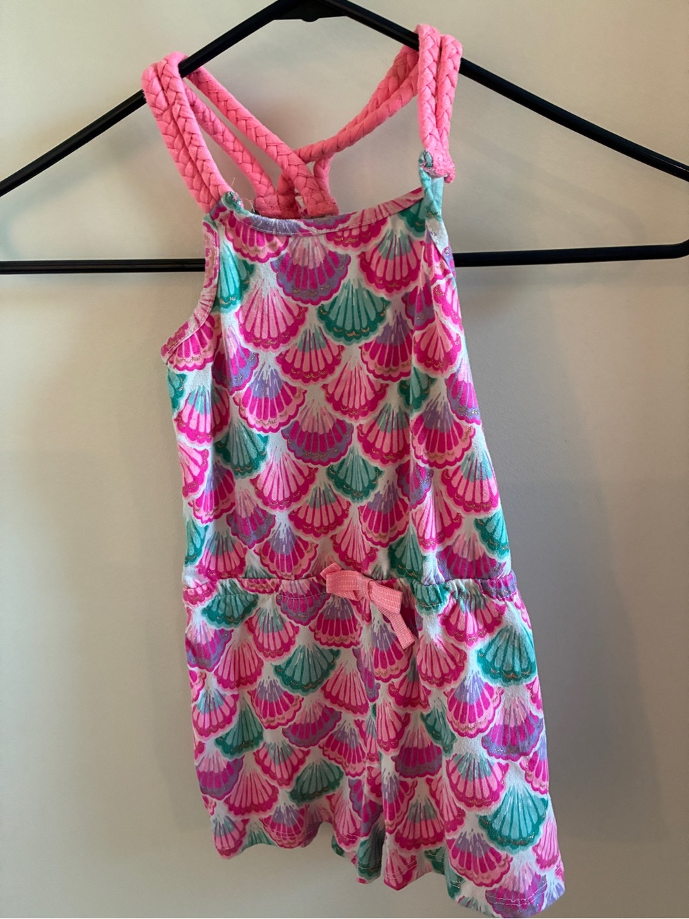 Kids Pink & Teal Shell-Print Romper